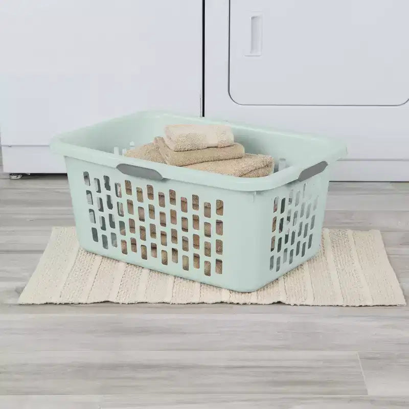 Panier à linge carré avec poignées, menthe et blanc – 35 et 70 litres