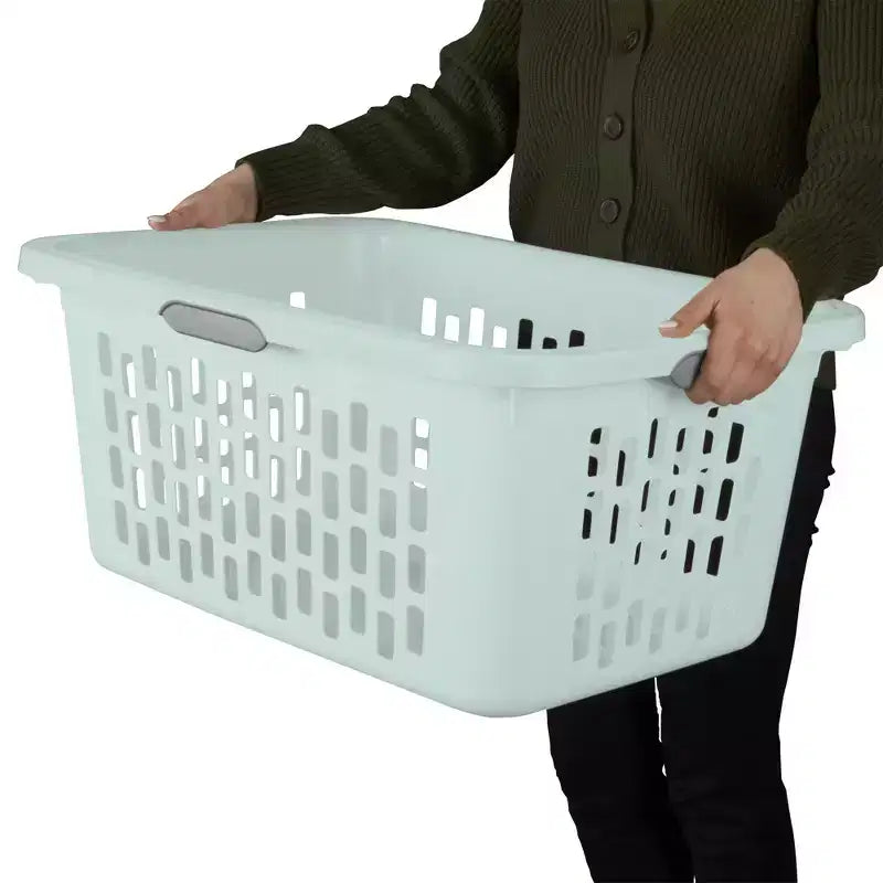 Panier à linge carré avec poignées, menthe et blanc – 35 et 70 litres