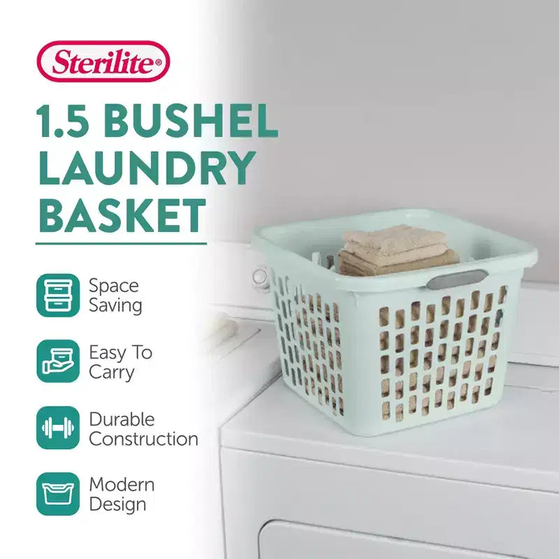Panier à linge carré avec poignées, menthe et blanc – 35 et 70 litres