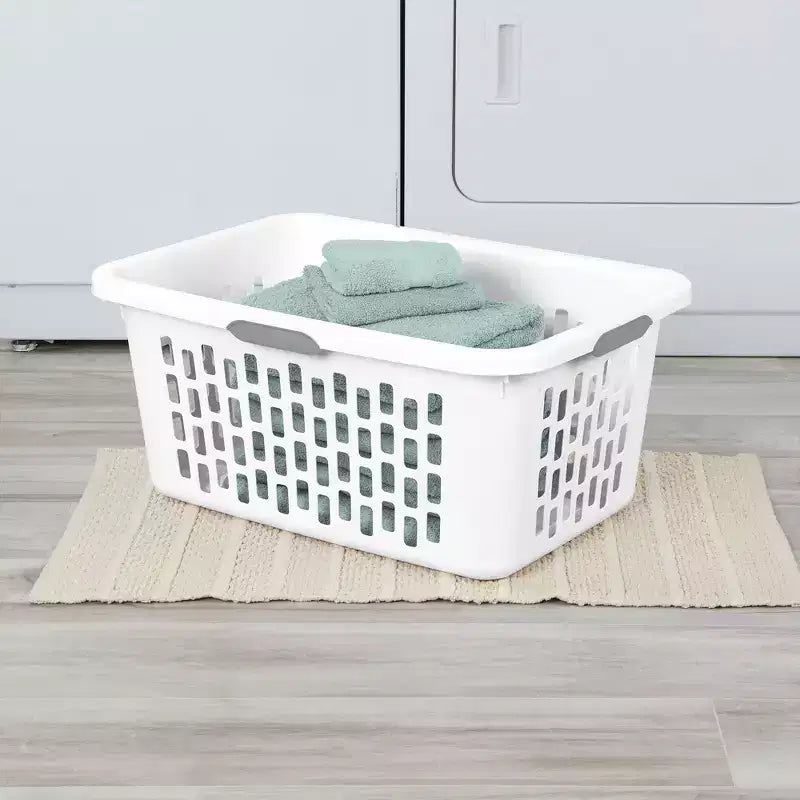 Panier à linge carré avec poignées, menthe et blanc – 35 et 70 litres