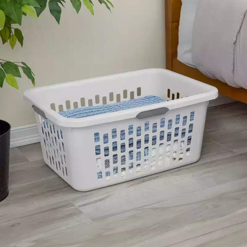 Panier à linge carré avec poignées, menthe et blanc – 35 et 70 litres