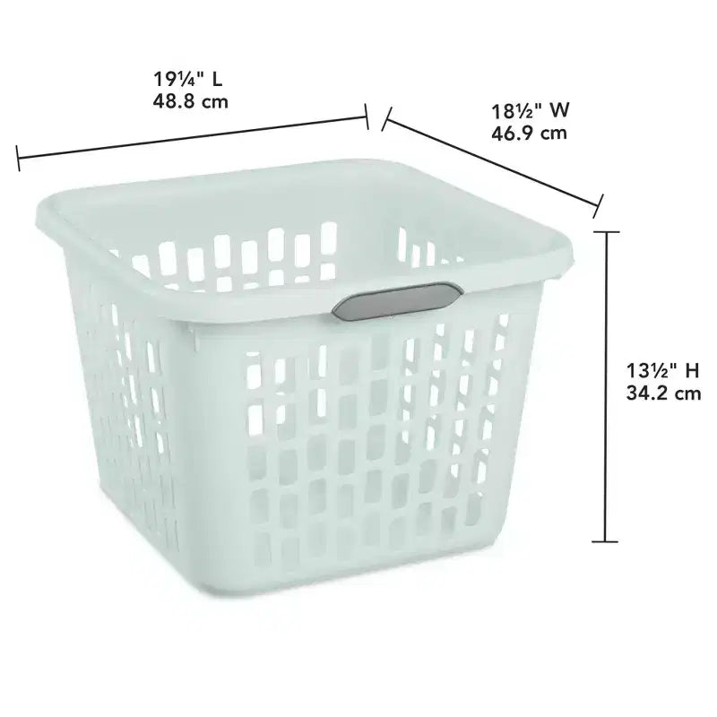 Panier à linge carré avec poignées, menthe et blanc – 35 et 70 litres