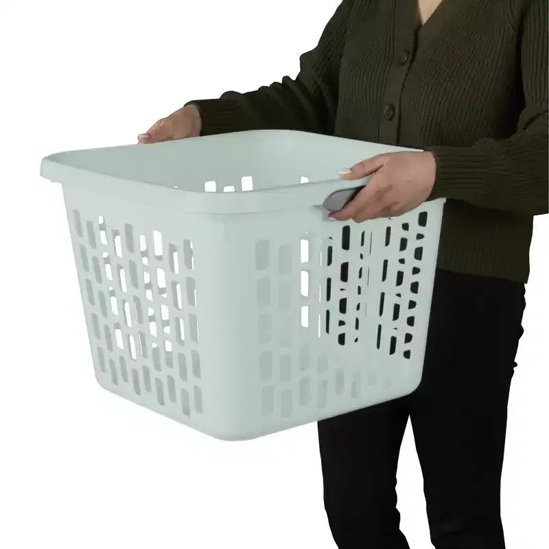 Panier à linge carré avec poignées, menthe et blanc – 35 et 70 litres