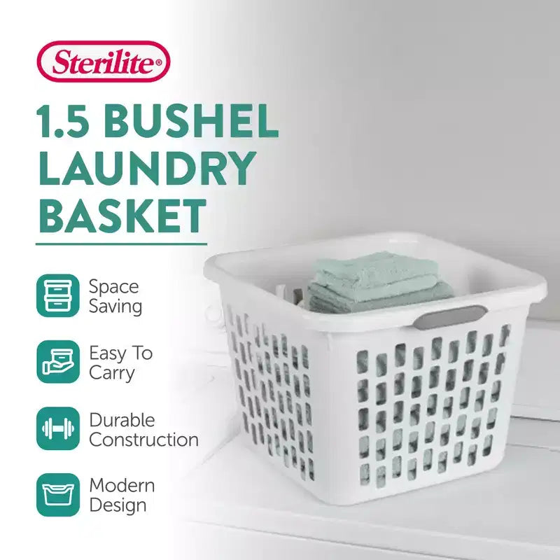 Panier à linge carré avec poignées, menthe et blanc – 35 et 70 litres