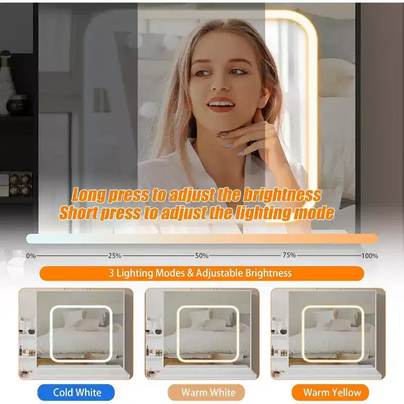 Coiffeuse avec lumières, coiffeuse de maquillage avec miroir coulissant éclairé, table de maquillage avec tiroirs