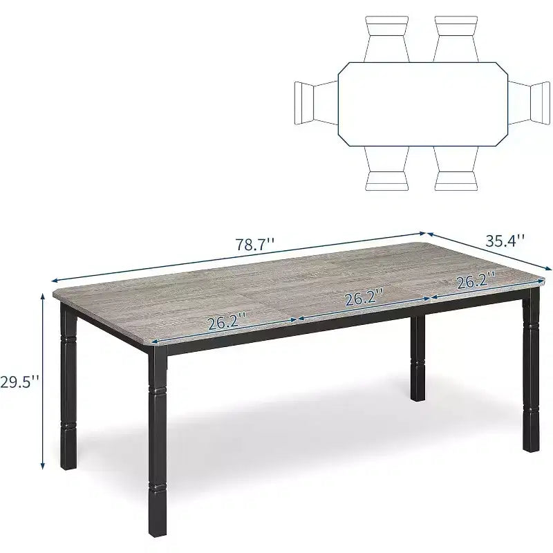 Table de salle à manger de ferme pour 6-8 personnes, table de cuisine rustique industrielle, sans chaises
