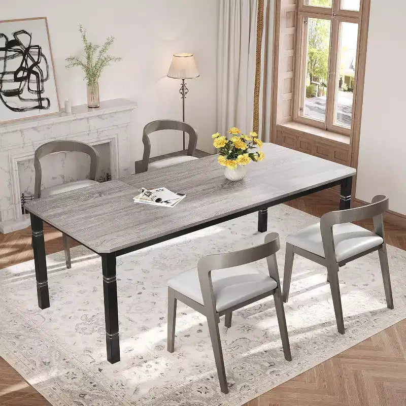 Table de salle à manger de ferme pour 6-8 personnes, table de cuisine rustique industrielle, sans chaises