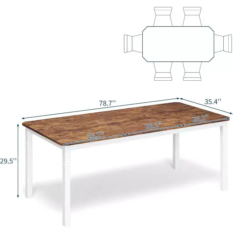 Table de salle à manger de ferme pour 6-8 personnes, table de cuisine rustique industrielle, sans chaises