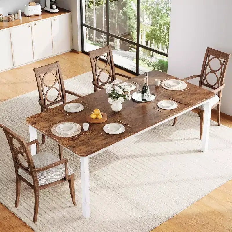Table de salle à manger de ferme pour 6-8 personnes, table de cuisine rustique industrielle, sans chaises