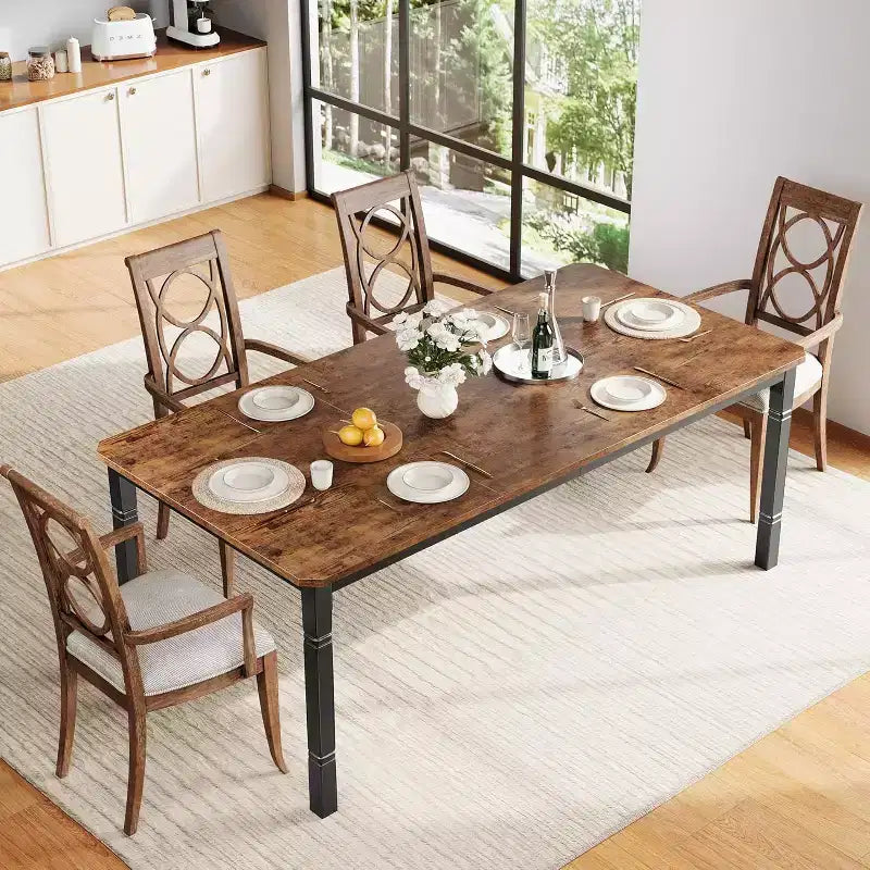 Table de salle à manger de ferme pour 6-8 personnes, table de cuisine rustique industrielle, sans chaises