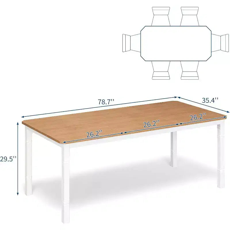 Table de salle à manger de ferme pour 6-8 personnes, table de cuisine rustique industrielle, sans chaises