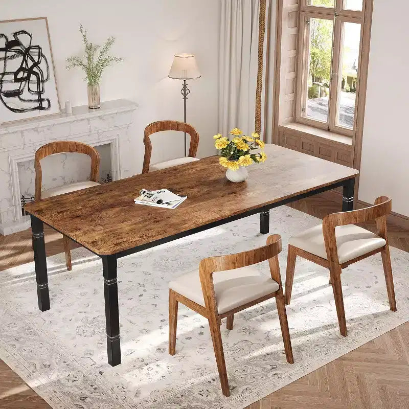Table de salle à manger de ferme pour 6-8 personnes, table de cuisine rustique industrielle, sans chaises