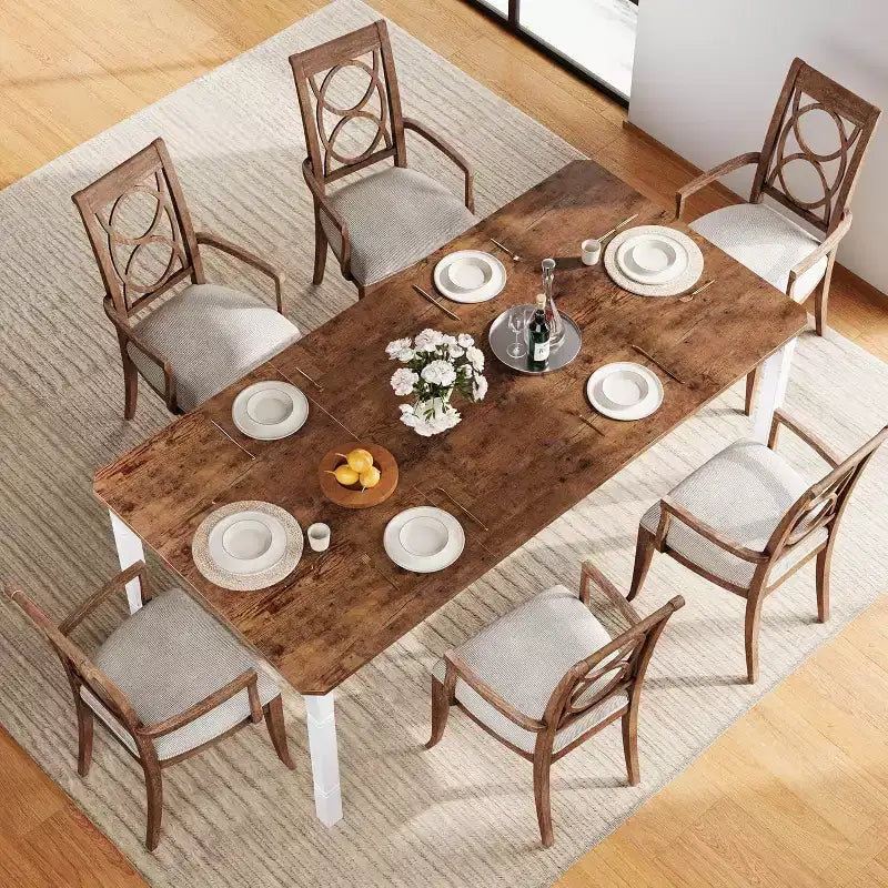 Table de salle à manger de ferme pour 6-8 personnes, table de cuisine rustique industrielle, sans chaises